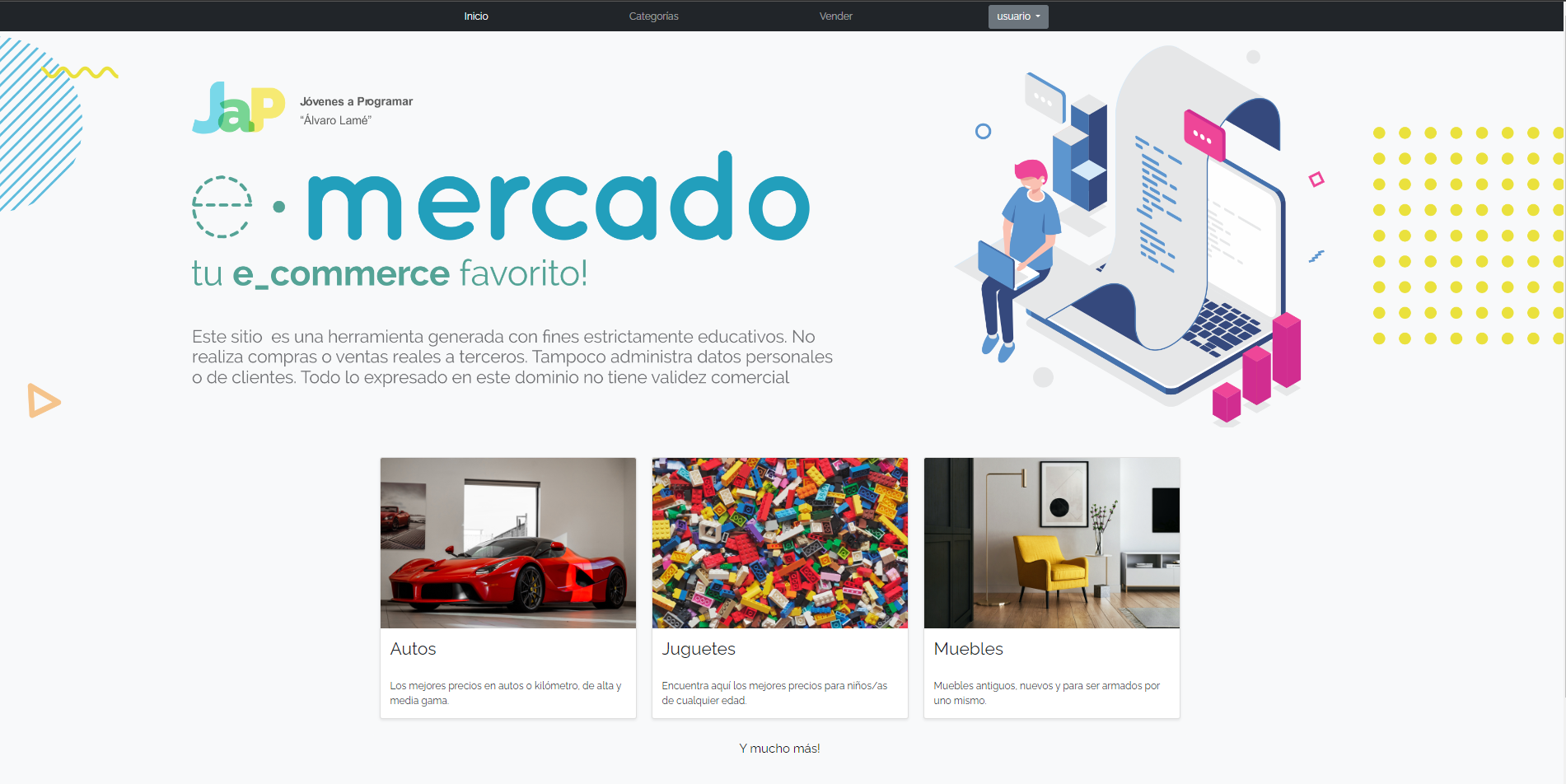Pagina de inicio del proyecto de ecommerce